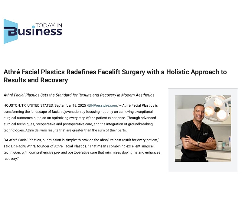 Athré Facial Plastics innovative facelift surgery announcement.