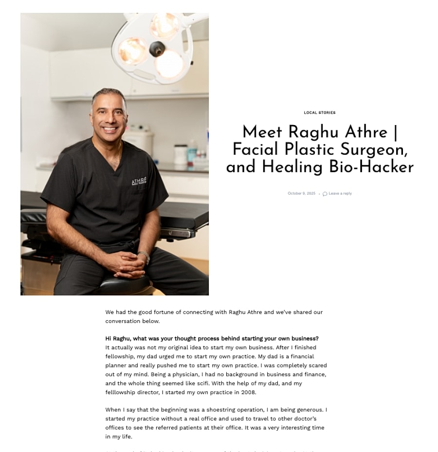 Facial plastic surgeon in medical office setting.