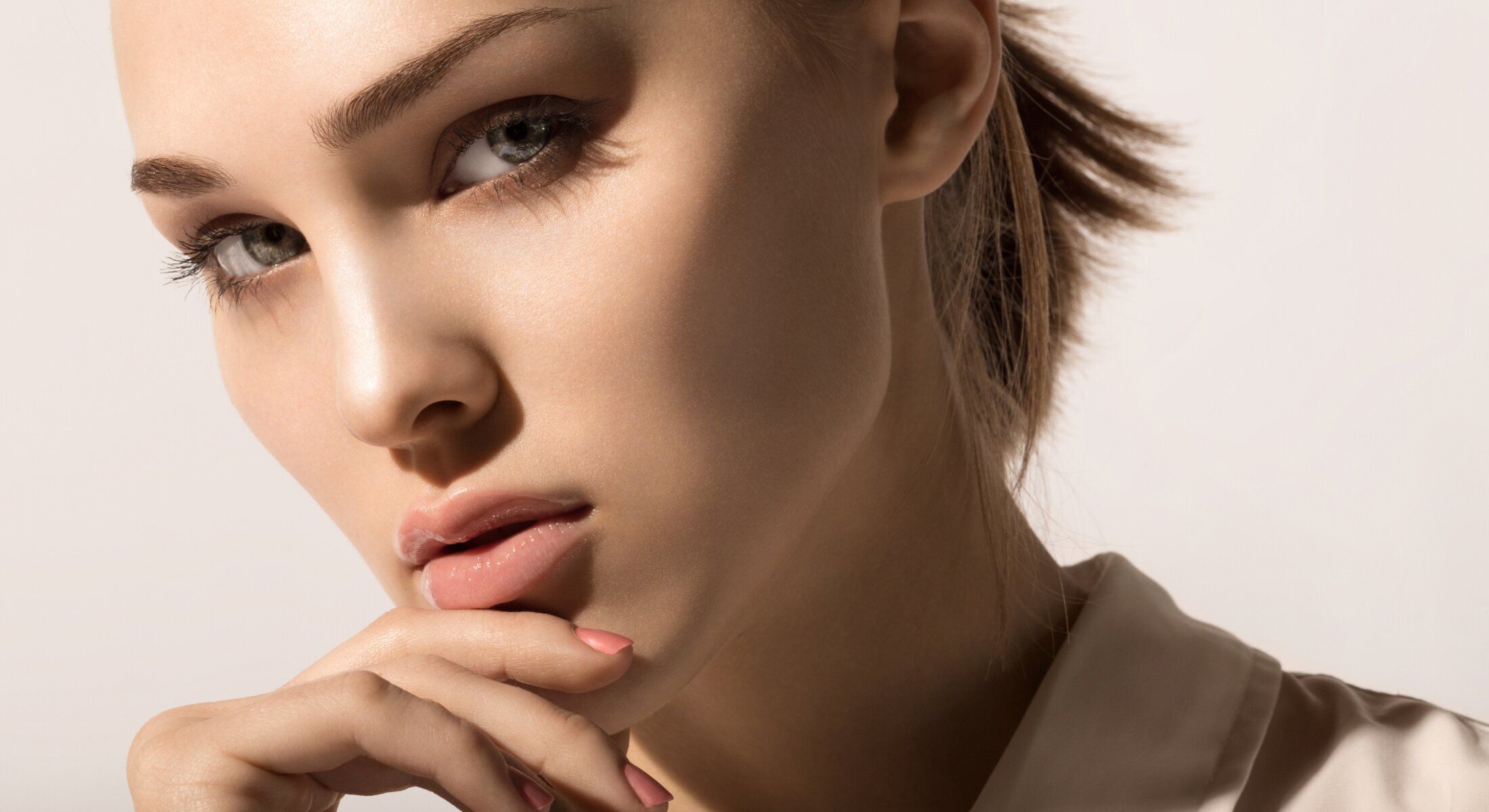 Close-up of woman with natural makeup.