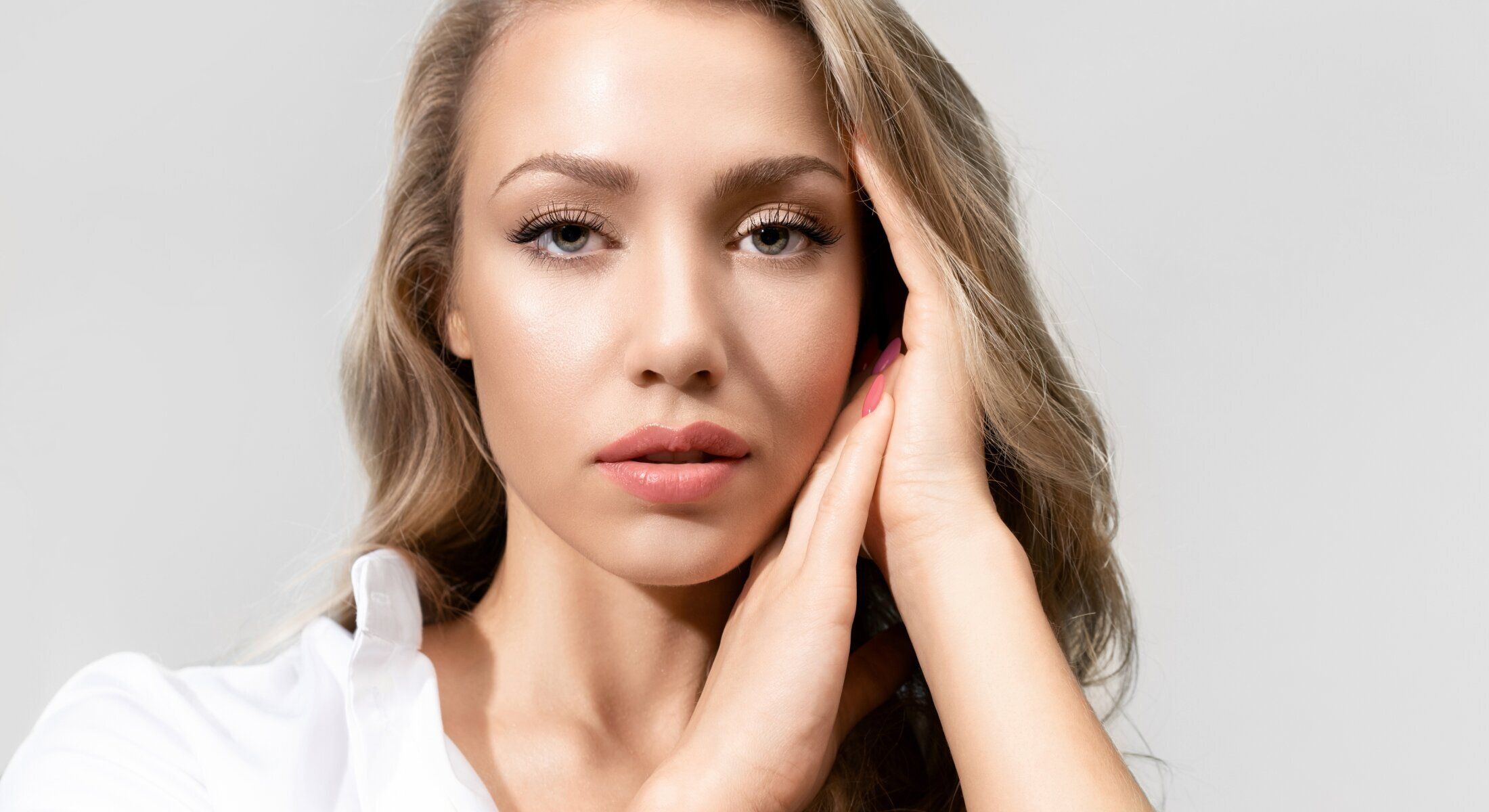 Portrait of a woman with soft features.