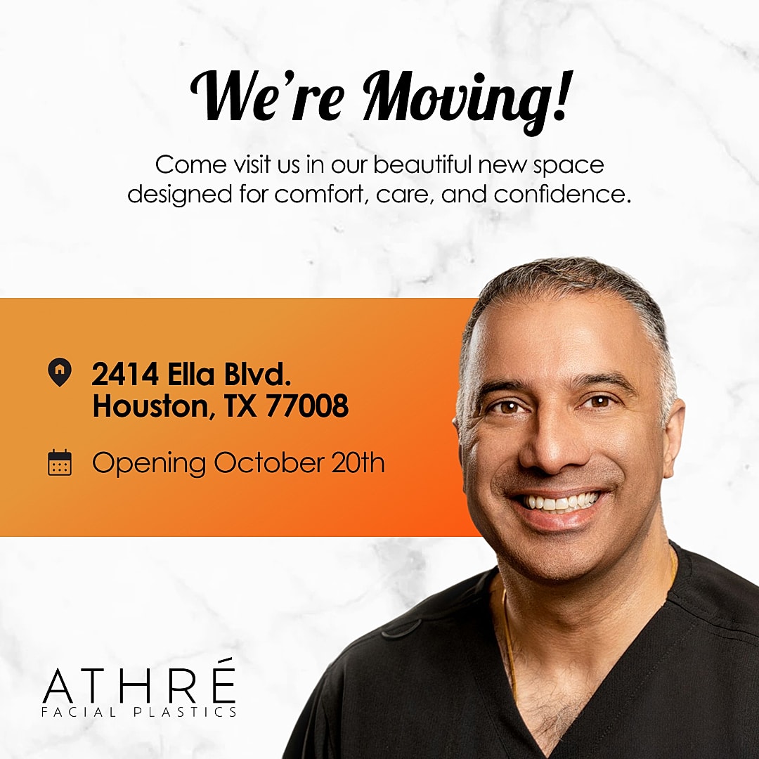 Moving announcement for Athré Facial Plastics show.